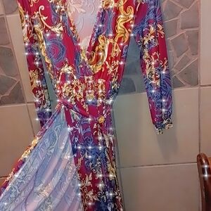 Vibrant Paisley Long Sleeve Dress